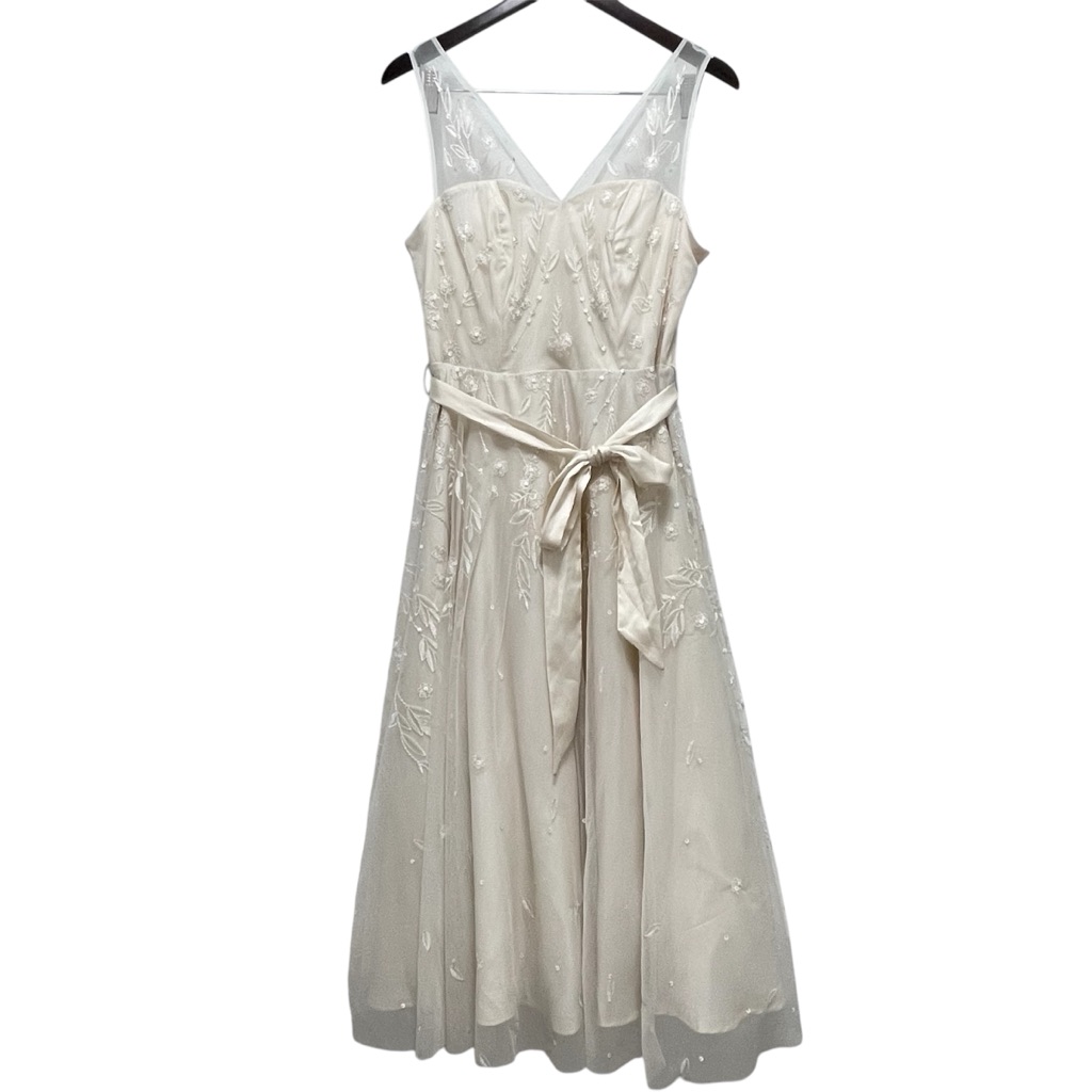 Modcloth Sequined Sleeveless Ivory Midi Wedding Gown Size Medium